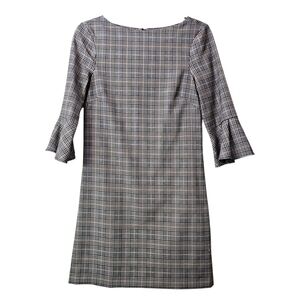 H&M Plaid Shift Bell Dress With Bell Cuffs